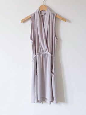 Aritzia Wilfred Sabine Dress Lilac Fog Sleeveless Draped V-Neck Summer Mini XS